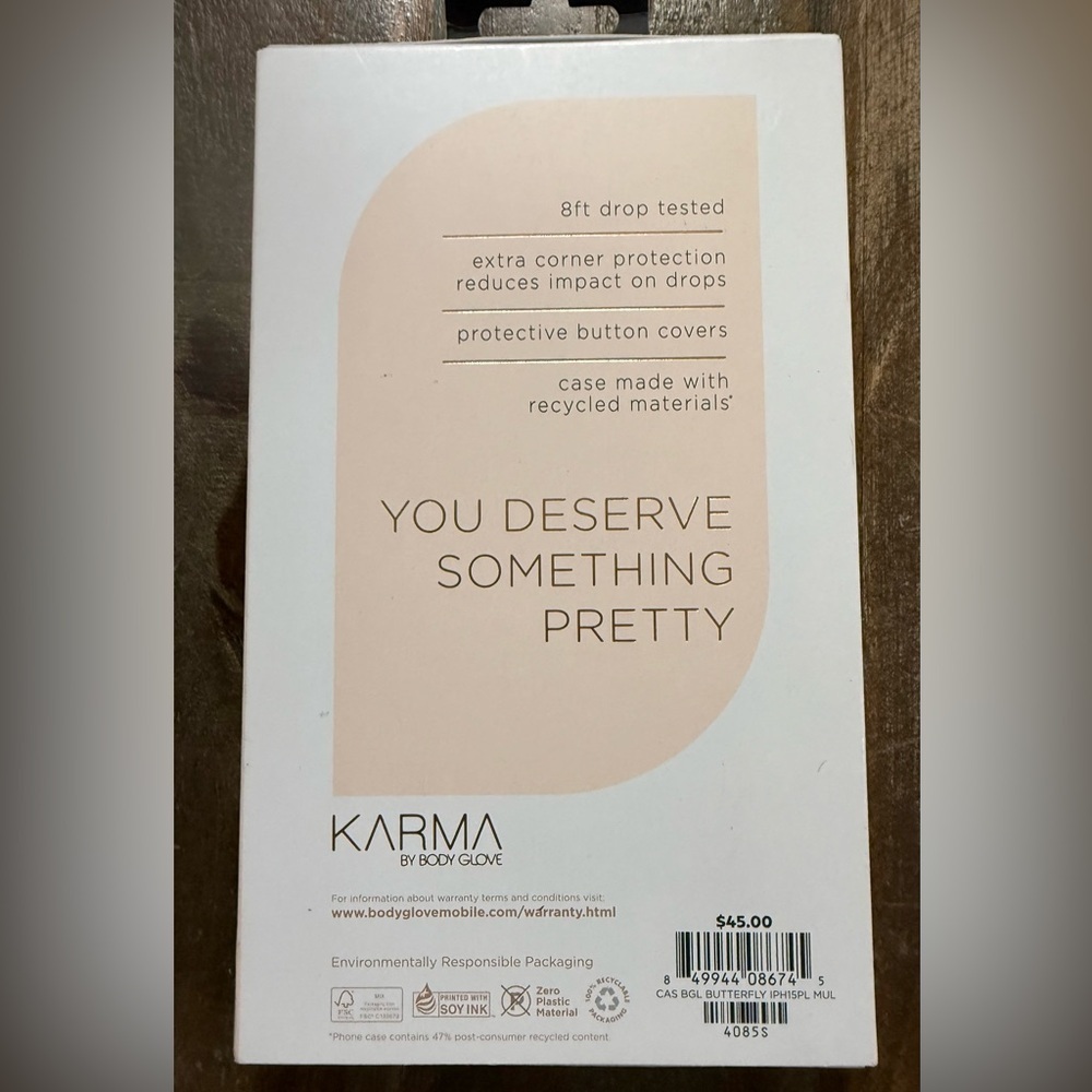 Ⓜ️iPhone 15 Plus Karma by Body Glove Butterfly Case MagSafe Clear Floral NIB - Picture 2 of 3